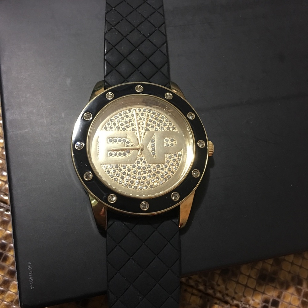 Black and gold Watch
